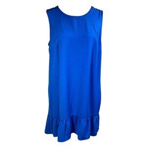 New Brannan Swing Dress Ruffle Hem Cobalt Blue Size L Large